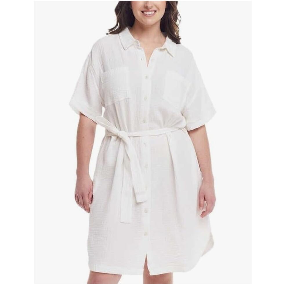 Weatherproof Vintage White Cotton Gauze Casual Lagonlook Dress